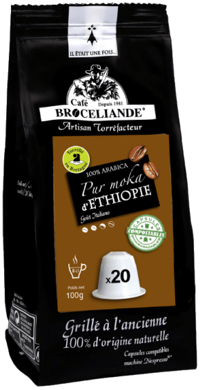 capsules de café x 20 pur moka ethiopie
